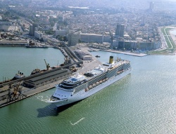 Cruise ship leaving Izmir Alsancak port